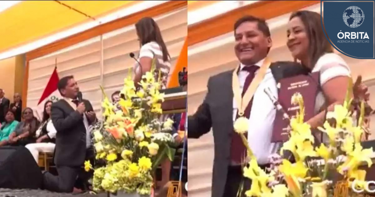 Alcalde de Comas le pide matrimonio a su pareja en plena juramentación